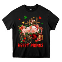 Black merry pig mas Heavy Core Tee - FaDigitalArtStudio