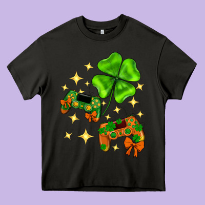 St. Patrick's Day With Game Control And Clover Heavy Core Tee Designed By Neo Western