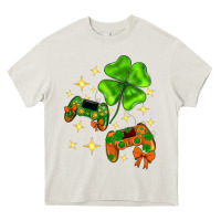 Cream St. Patrick's Day with game control and clover Heavy Core Tee - Neo Western