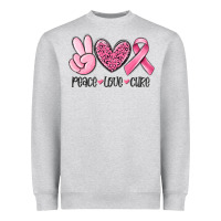 Heather Grey peace love cure breast cancer Heavyweight Sweatshirt - MaliasSmallBusiness