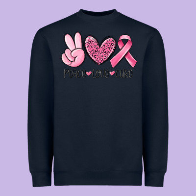 Peace Love Cure Breast Cancer Heavyweight Sweatshirt Designed By Maliassmallbusiness