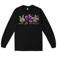 Black peace love mardi gras Long Sleeve Tee - MaliasSmallBusiness