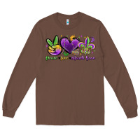 Chestnut peace love mardi gras Long Sleeve Tee - MaliasSmallBusiness