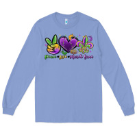 Colony Blue peace love mardi gras Long Sleeve Tee - MaliasSmallBusiness