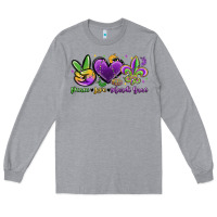 Heather Grey peace love mardi gras Long Sleeve Tee - MaliasSmallBusiness