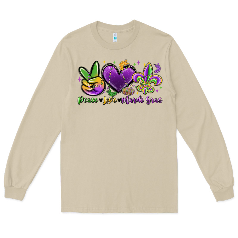Peace Love Mardi Gras Long Sleeve Tee by MaliasSmallBusiness | Teevron