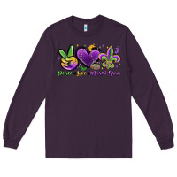 Plum peace love mardi gras Long Sleeve Tee - MaliasSmallBusiness