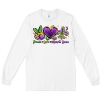 White peace love mardi gras Long Sleeve Tee - MaliasSmallBusiness