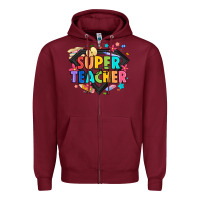 Burgundy super teacher Zipper Hoodie - Artiststas
