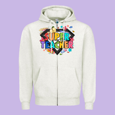 Super Teacher Zipper Hoodie Designed By Artiststas