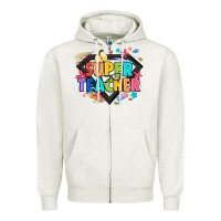 Oatmeal Heather super teacher Zipper Hoodie - Artiststas