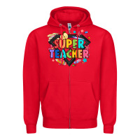 Red super teacher Zipper Hoodie - Artiststas