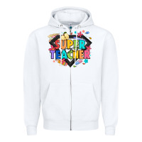 White super teacher Zipper Hoodie - Artiststas