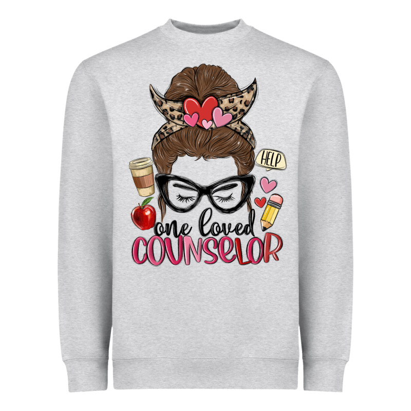 Messy Bun One Loved Counselor Heavyweight Sweatshirt by MaliasSmallBusiness | Teevron