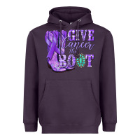 Plum Give Cancer the boot purple ribbon Heavyweight Hoodie - NancyCooperArtShop