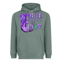 Sage Give Cancer the boot purple ribbon Heavyweight Hoodie - NancyCooperArtShop