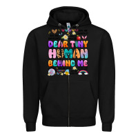 Black dear tiny human behind me Zipper Hoodie - Artiststas