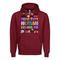 Burgundy dear tiny human behind me Zipper Hoodie - Artiststas