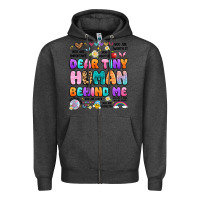 Charcoal Heather dear tiny human behind me Zipper Hoodie - Artiststas