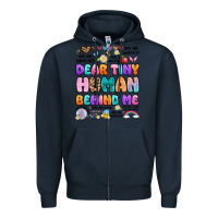 Navy dear tiny human behind me Zipper Hoodie - Artiststas