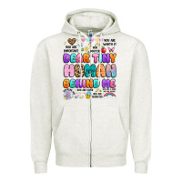 Oatmeal Heather dear tiny human behind me Zipper Hoodie - Artiststas