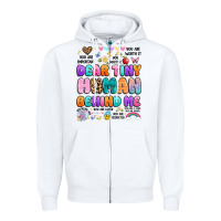 White dear tiny human behind me Zipper Hoodie - Artiststas