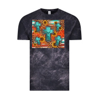 Cloud Black turquoise cross pattern Vintage Tee - Jasminsmagicworld
