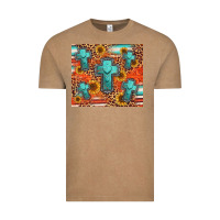 Vintage Coffee turquoise cross pattern Vintage Tee - Jasminsmagicworld