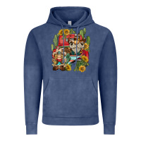 Vintage Denim western gnome truck cactus sunflower Vintage Hoodie - BarkalooDesign