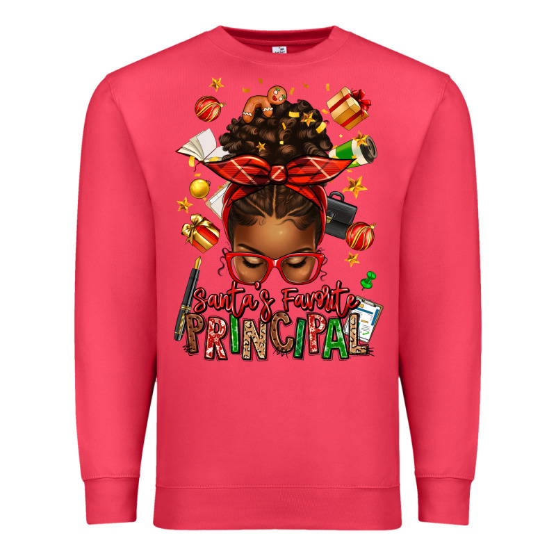 Santas Favorite Principal Afro Messy Bun Premium Sweatshirt by texasbilliewilder | Teevron
