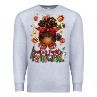 Heather Grey santas favorite principal afro messy bun Premium Sweatshirt - texasbilliewilder