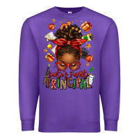 Purple santas favorite principal afro messy bun Premium Sweatshirt - texasbilliewilder