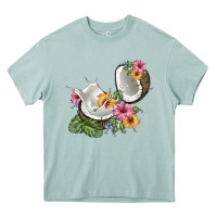 Arona coconut with tropical leavers and flowers Heavy Core Tee - BarkalooDesign