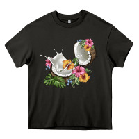 Asphalt coconut with tropical leavers and flowers Heavy Core Tee - BarkalooDesign
