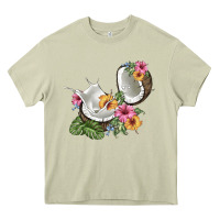 Mossy coconut with tropical leavers and flowers Heavy Core Tee - BarkalooDesign