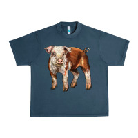 Midnight Navy Baby Hereford Pig Urban Heavy Tee - LillyAllenDesigns