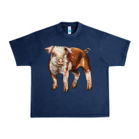 Navy Baby Hereford Pig Urban Heavy Tee - LillyAllenDesigns