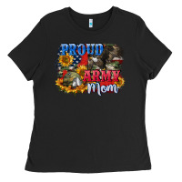 Black Proud army mom 4th of july Ladies Tee - CowGirlArtShop