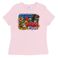 Bubblegum Pink Proud army mom 4th of july Ladies Tee - CowGirlArtShop