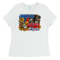 White Proud army mom 4th of july Ladies Tee - CowGirlArtShop