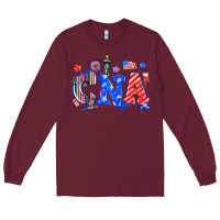 Burgundy 4th of july cna Long Sleeve Tee - NancyCooperArtShop