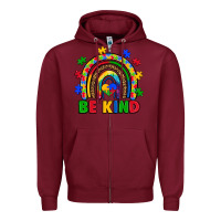 Burgundy autism awareness rainbow Zipper Hoodie - Artiststas