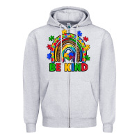 Heather Grey autism awareness rainbow Zipper Hoodie - Artiststas