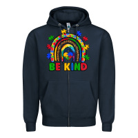 Navy autism awareness rainbow Zipper Hoodie - Artiststas