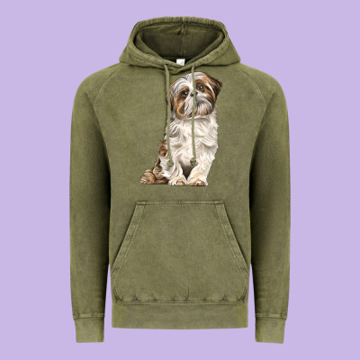 Shih Tzu Dog Vintage Hoodie Designed By Lillyallendesigns