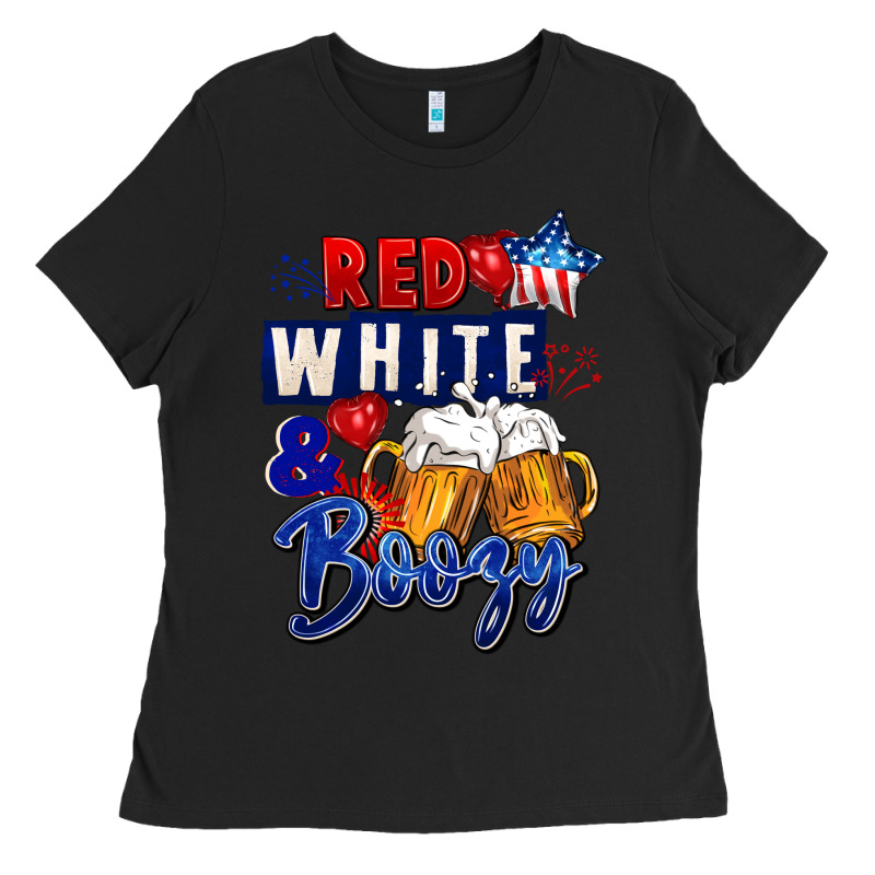 Red White And Boozy 4th Of July Ladies Tee by CowGirlArtShop | Teevron