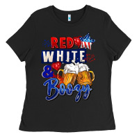 Black Red white and boozy 4th of july Ladies Tee - CowGirlArtShop