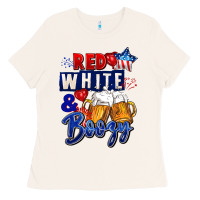 Bone Red white and boozy 4th of july Ladies Tee - CowGirlArtShop