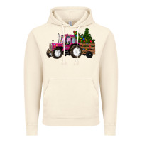 Vintage Artic Pink Christmas Farm Tractor Vintage Hoodie - RanaPortraitStore