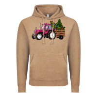 Vintage Coffee Pink Christmas Farm Tractor Vintage Hoodie - RanaPortraitStore